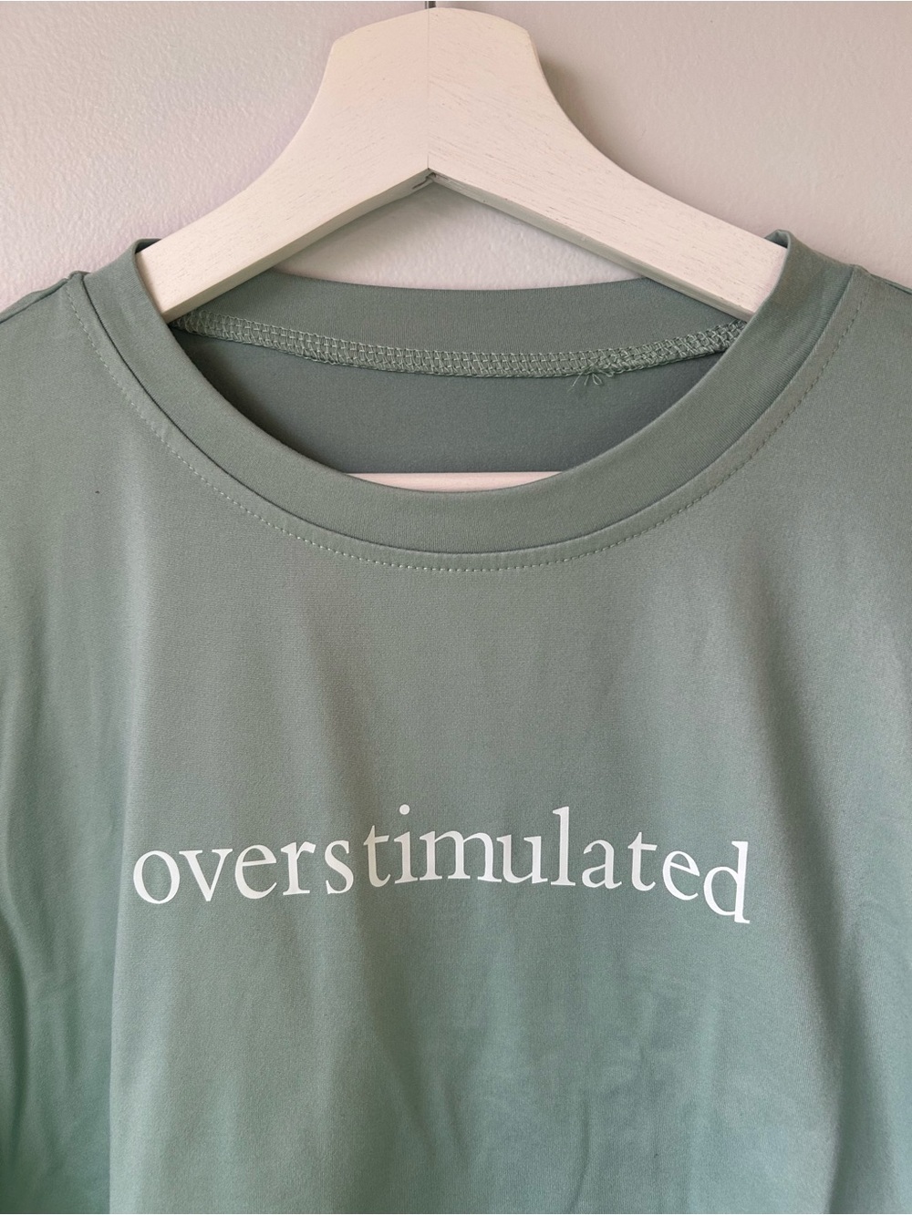 New Oversized 'overstimulated' Graphic Tee - Sage Green